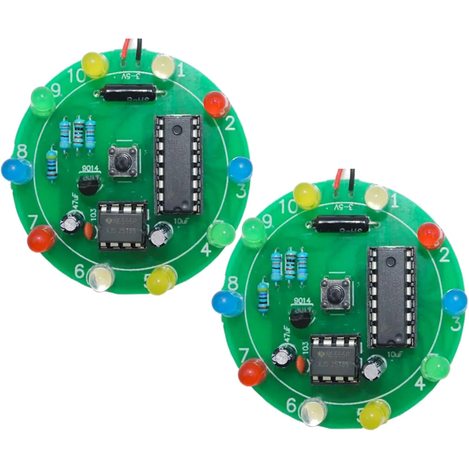 

2 шт. комплект для практики пайки CD4017 NE555 DIY Lucky Wheel светодиодный светильник для пайки проект для электроники для начинающих