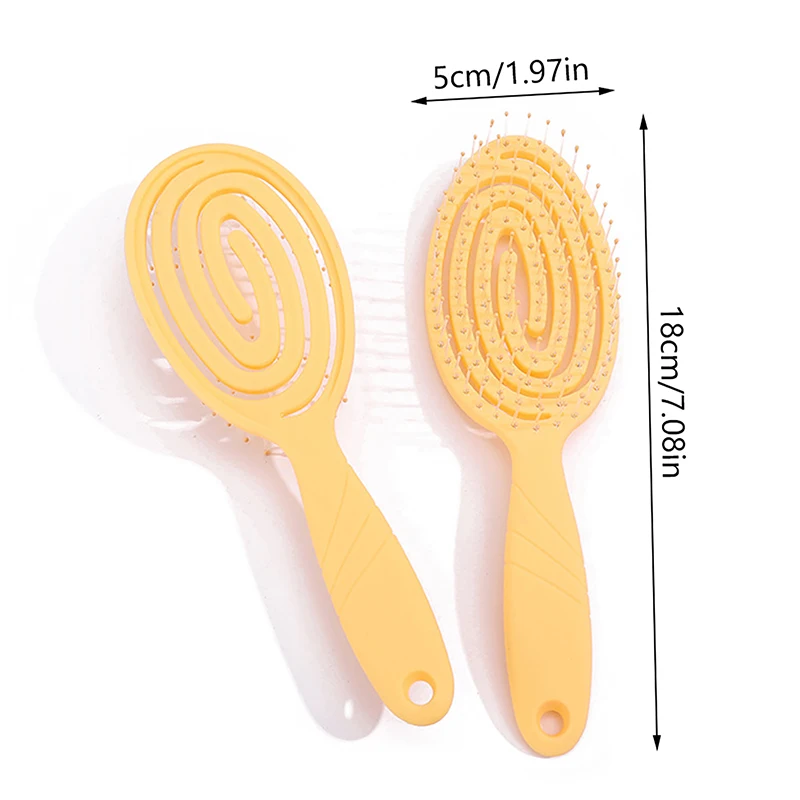 Relaxing Elastic Massage Comb Portable Hollow Hair Combs Scalp Massage Brush Salon Styling Tools Solid Color Circular Hair Brush