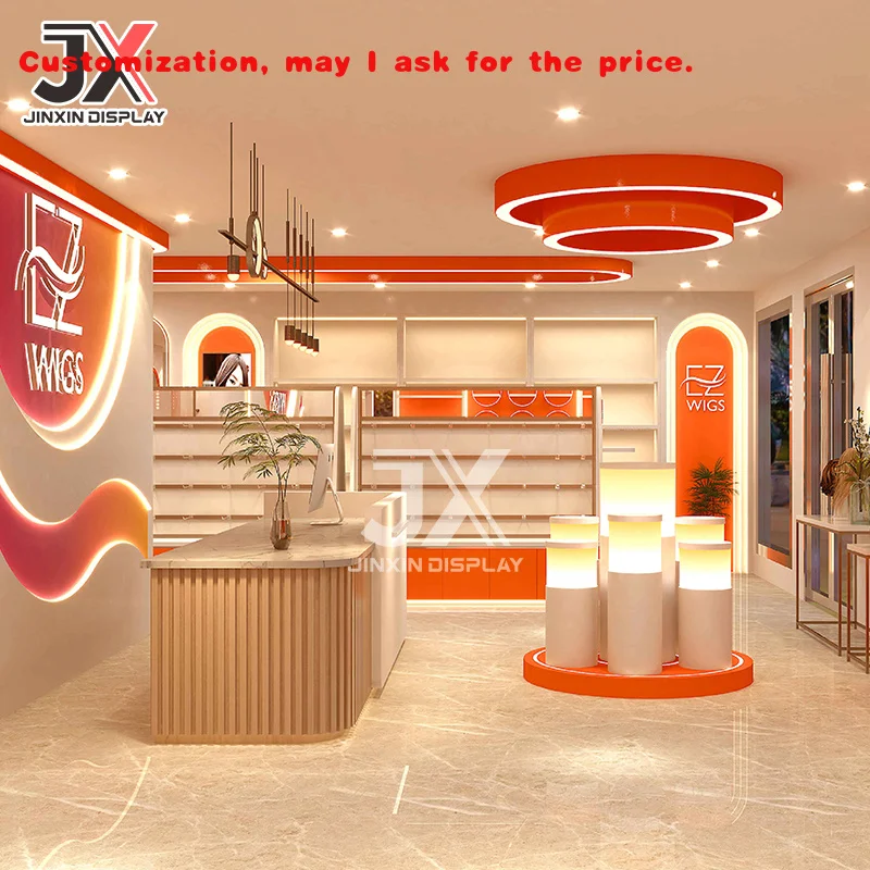 

custom.Custom Beauty Shop Wig Showcase Beauty Hair Extension Salon Wall Display Cabinet Furniture Wig Store Interior Design Solu