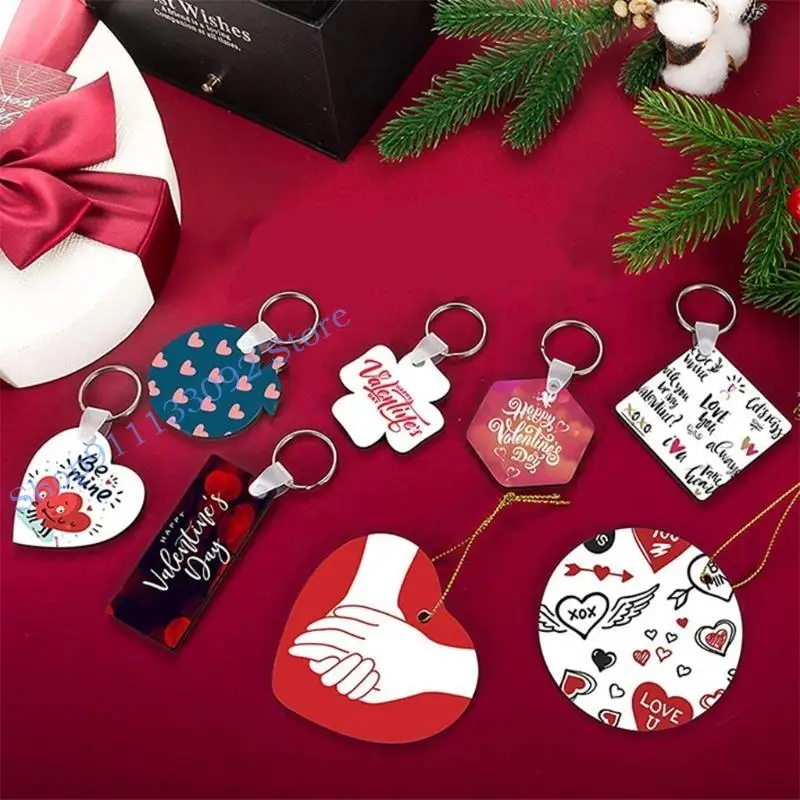 

H9ED 30 Pieces Sublimation Blank Keychains + 30 Pieces Colorful Leather Tassel Set Thermal Transfer for Key Chain Double-Side