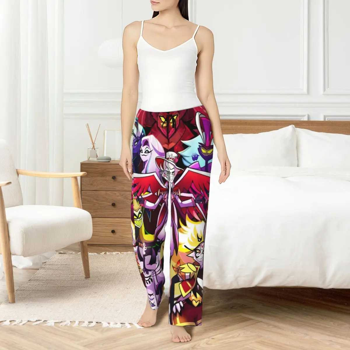 Impreso personalizado para mujeres Hazbins Anime Hotels pantalones de pijama ropa de dormir pantalones de salón con bolsillos