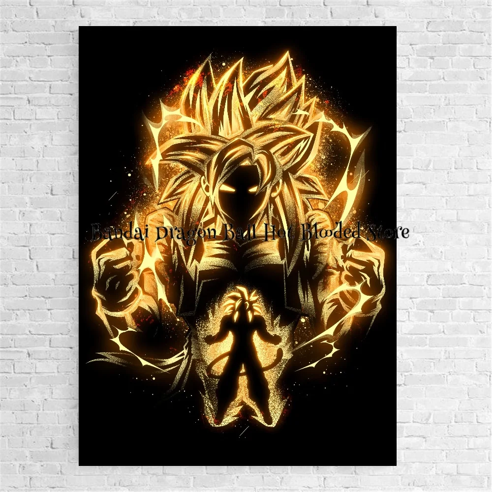 High Quality Canvas Painting Hot-blooded Classic Anime Dragon Ball Goku Vegeta Figures HDPoster Picture Home Decor Painting Gift