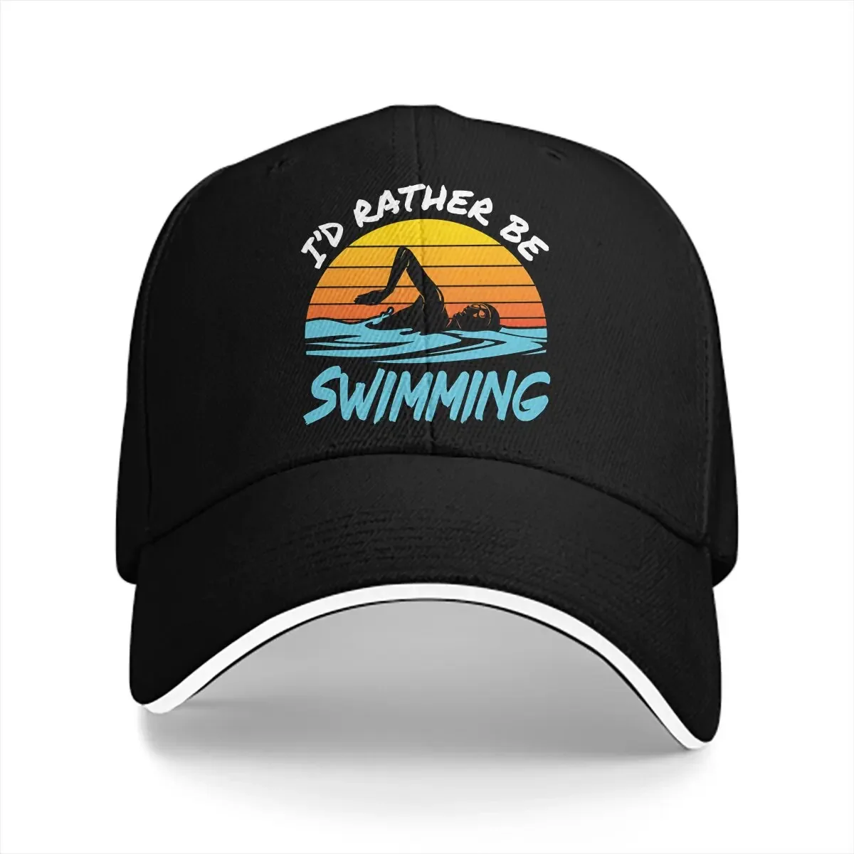 Summer Cap Sun Visor Rather Be Swimming Hip Hop Caps Swim Cowboy Hat Peaked Hats