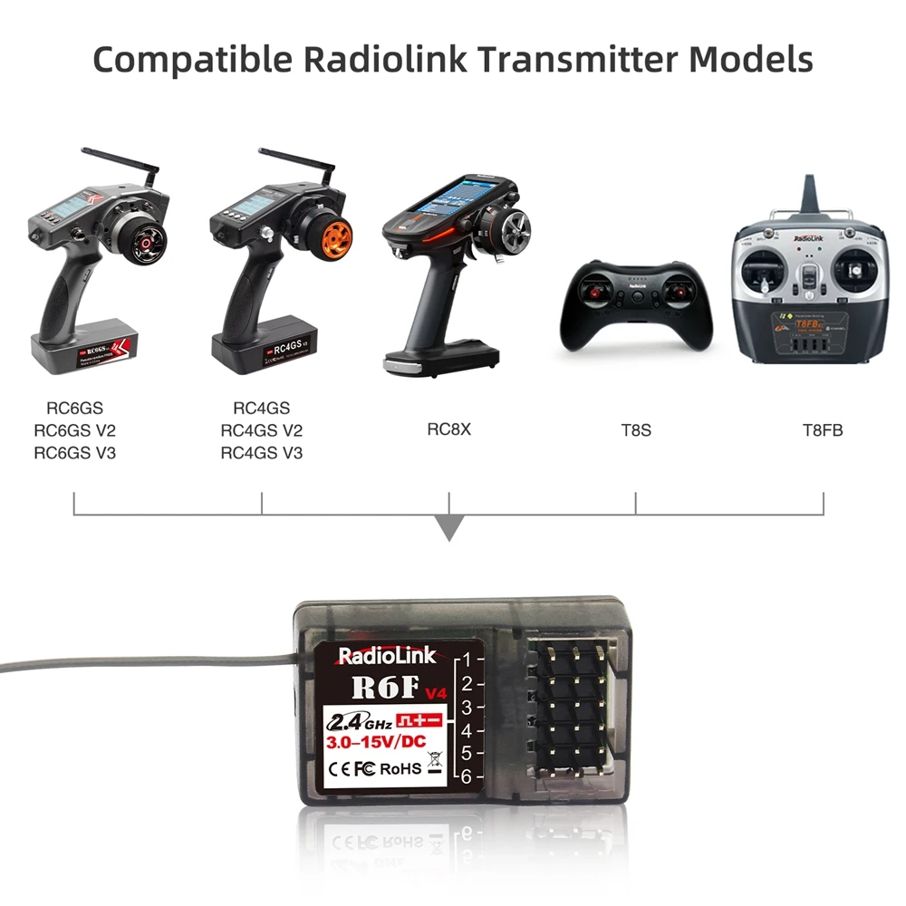 RadioLink-receptor RC R8FGH, R8FG, R8EF, R8FM, R8SM, R8XM, R7FG, R6FG, R6F, R4FGM, 2,4G