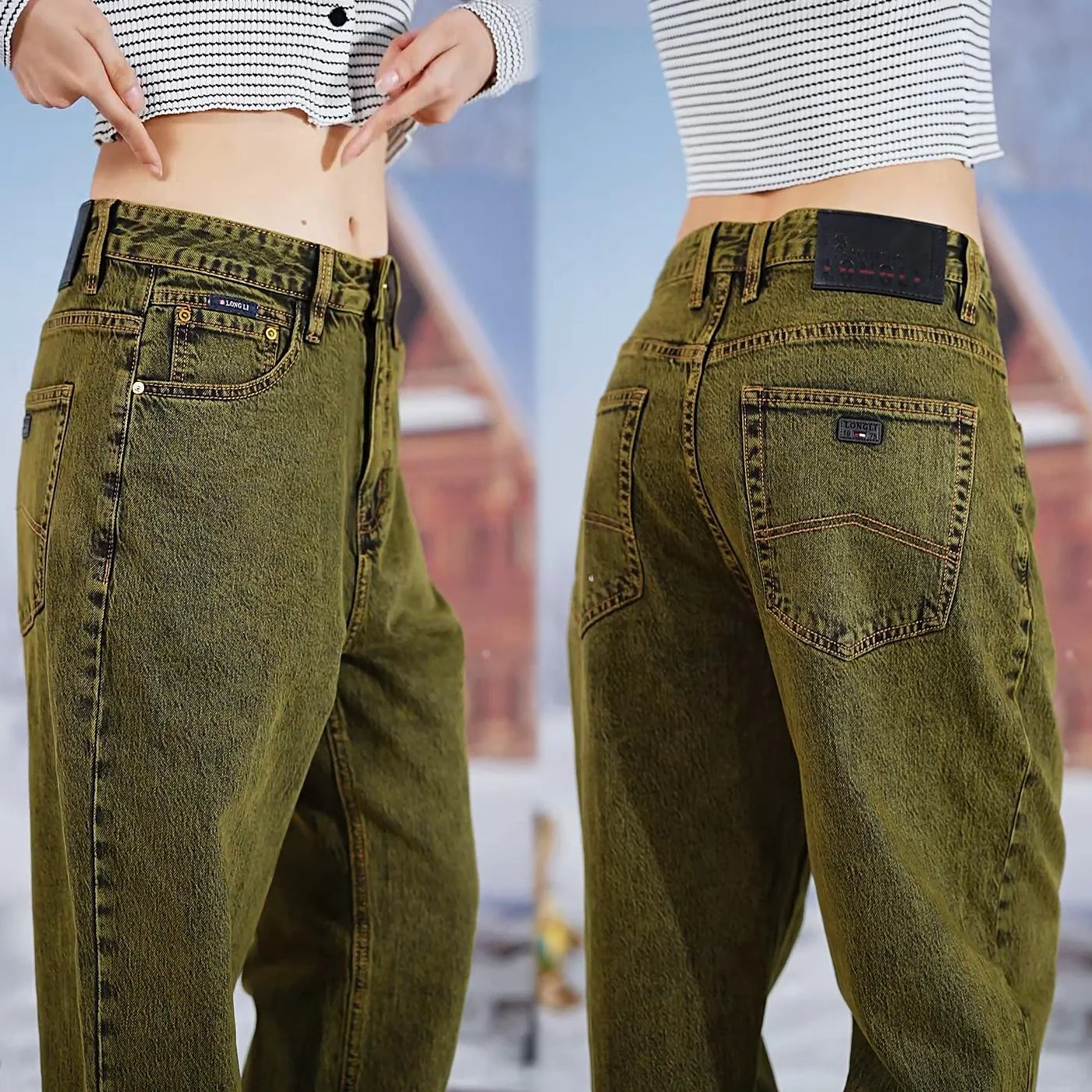 

Galaxy Green Men's Jeans Loose Fit Casual Wear Resistant to Wrinkle Autumn Winter New Style Fashionable City Life Cotton Jeans