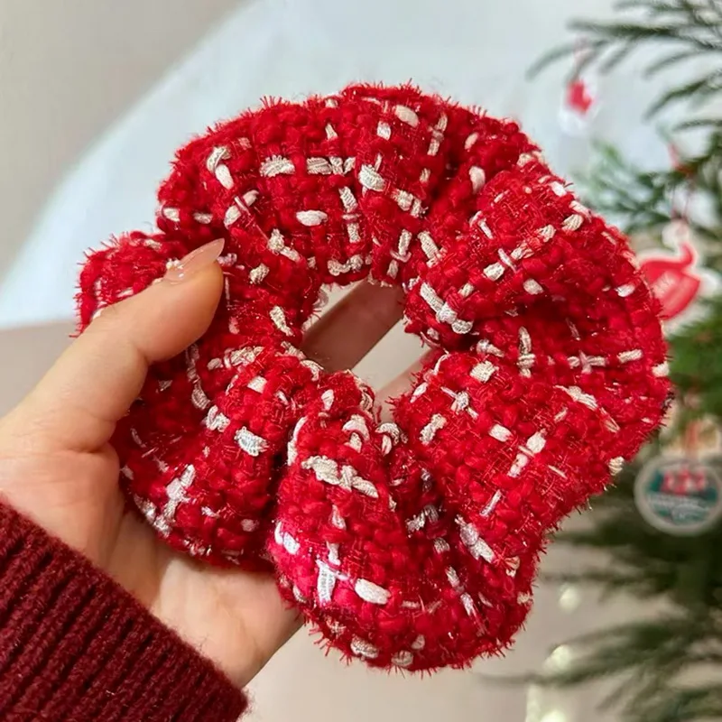 2025 fashion christmas scrunchie for women big red hair rubber