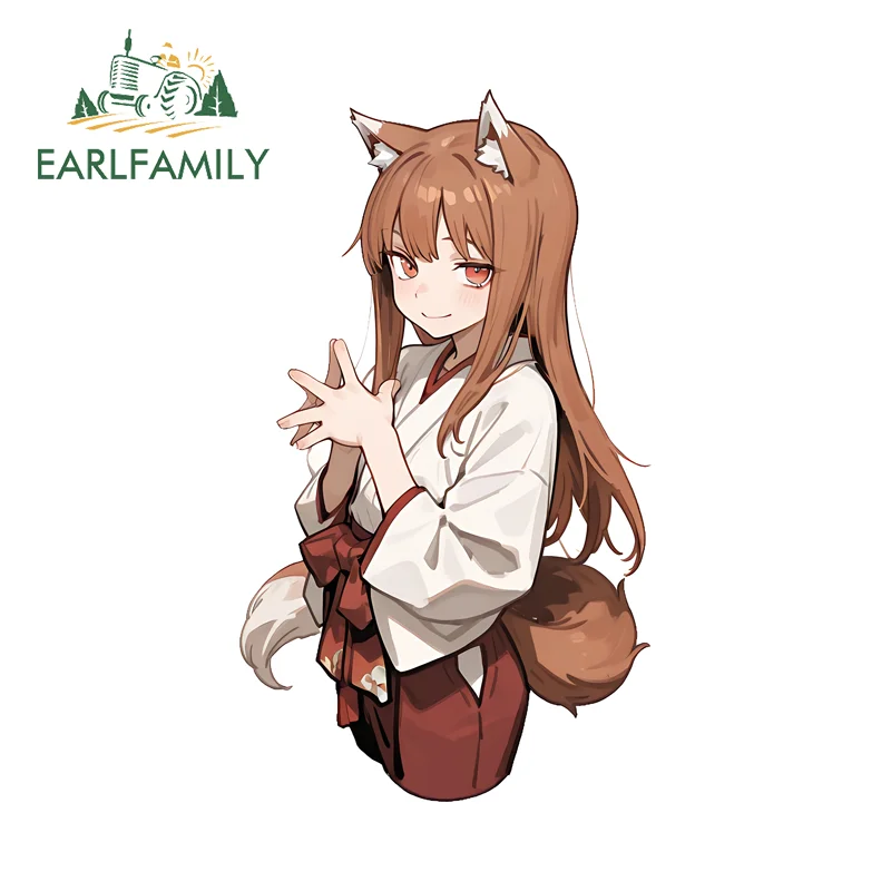 

EARLFAMILY Kimono Holo Car Stickers Cute Anime Waifu Furry Wolf Girl Cartoon Theme Decoration Waterproof Motorcycle Accessories