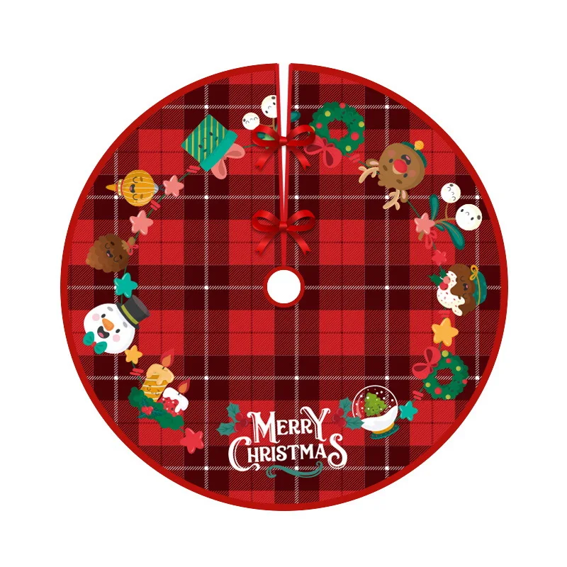 Christmas Tree Group Ornaments Brushed Printed Base Decorative Apron Carpet Floor Mat Scene Cloth