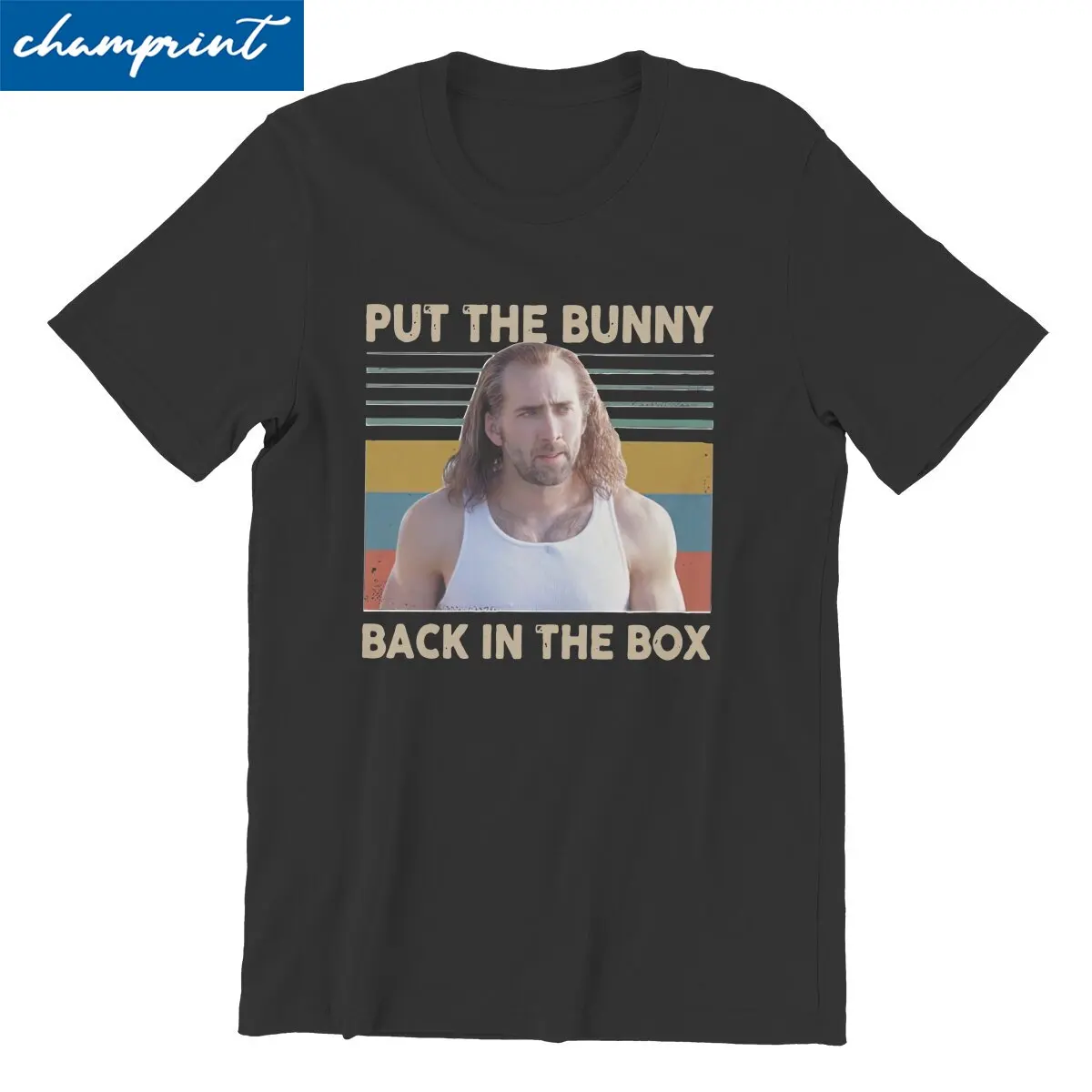 Funny Put the Bunny Back in the Box T-Shirt Men Pure Cotton T Shirt John Travolta Nicolas Cage Face Tee Shirt Gift Idea Clothing