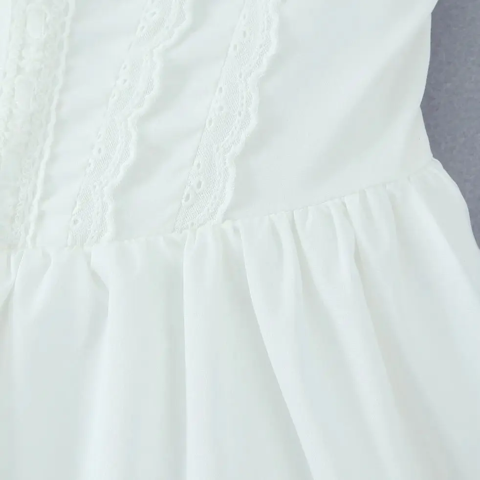 2025 Sexy blanc épissé dentelle croix laçage dos Corset Style robe sans bretelles femmes robe de bal Swing Tube robes courtes