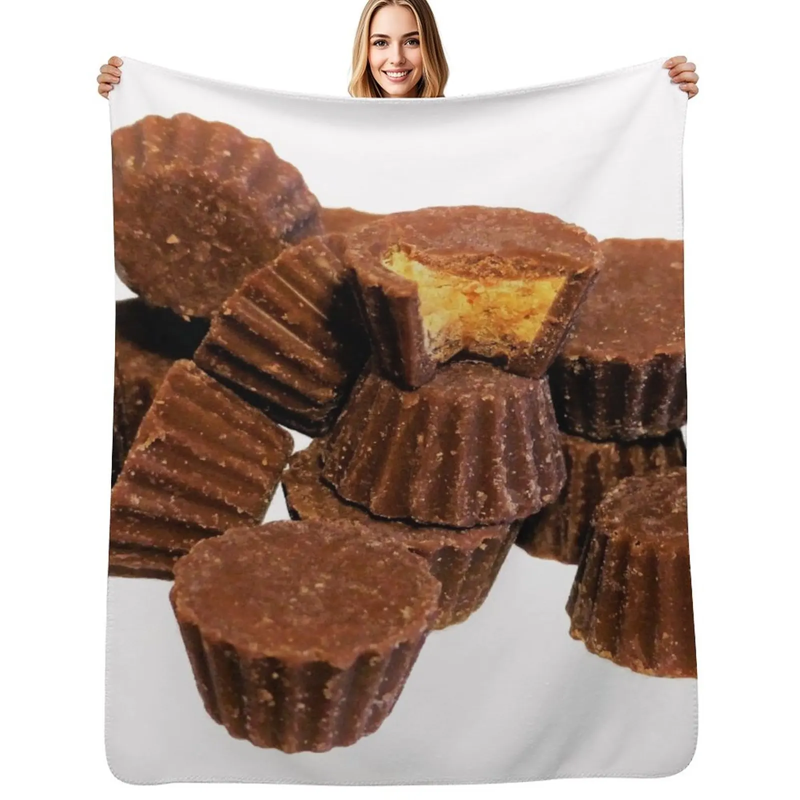 Mini Chocolate and Peanut Butter Treats Throw Blanket Fluffy Cozy Throw Blanket for Home Decor
