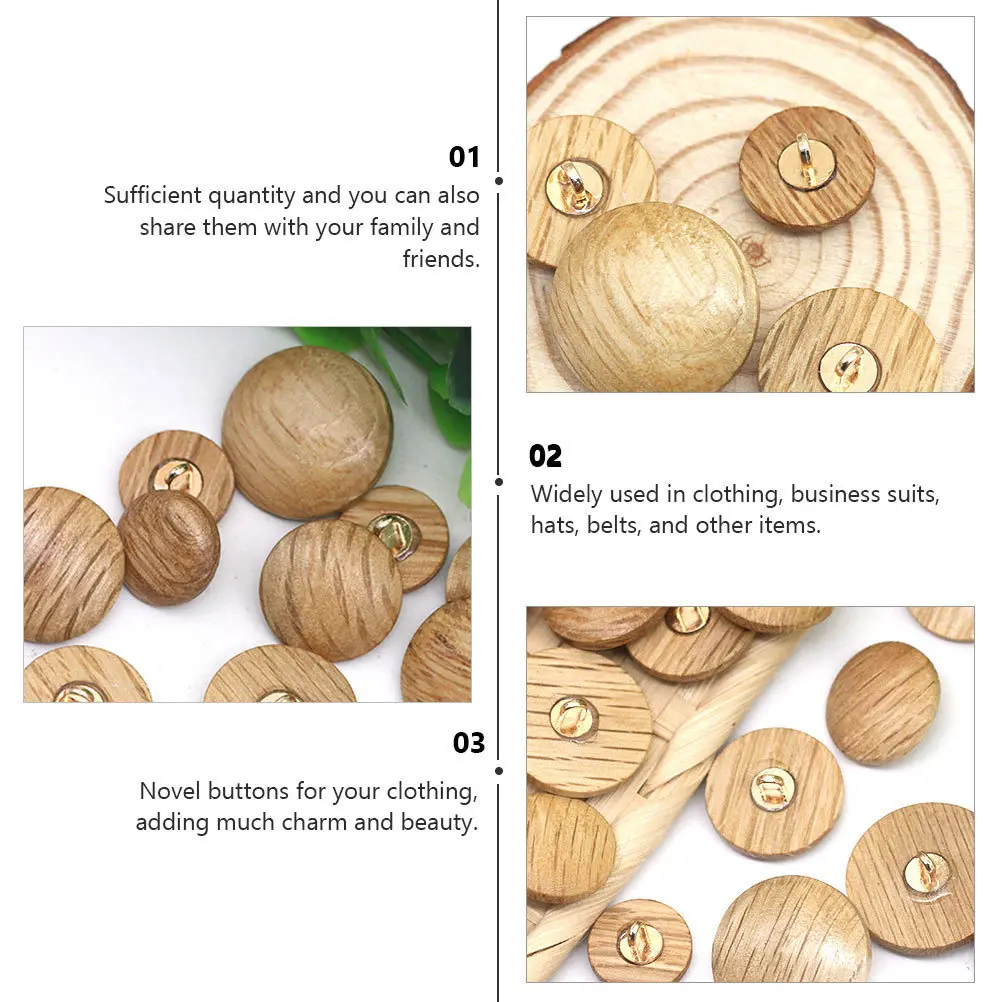 

50Pcs Wood Mushroom Buttons All-Match Simple Style Clothes Decorations Dress Coat Shirt Skirt DIY Sewing Fasteners