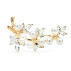 Wuli&baby Pearl Flowers Brooches For Women Unisex 2-color Pretty Plants Party Office Brooch Pins Gifts