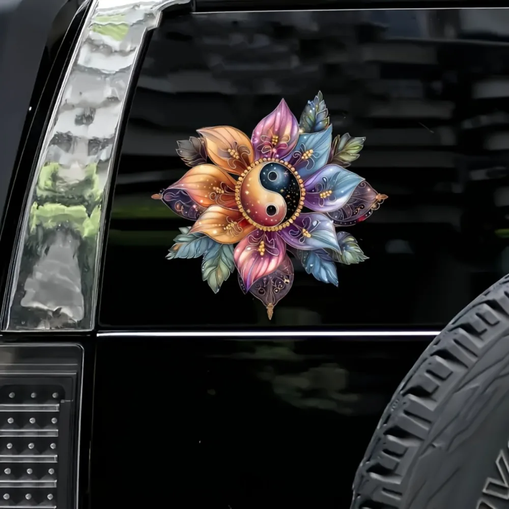 Yin Yang Mandala Floral Premium Vinyl Stickers / Motorcycle/ Water Cup Enhanced Smooth Scratc Cool Car Laptop Window view 5