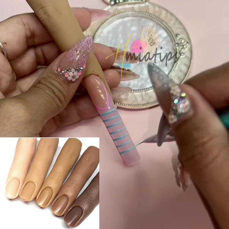1pc Nail Silicone Practice Hand Model With Joints Bendable Silicone Manicure Middle Finger Salon Nail Art Display