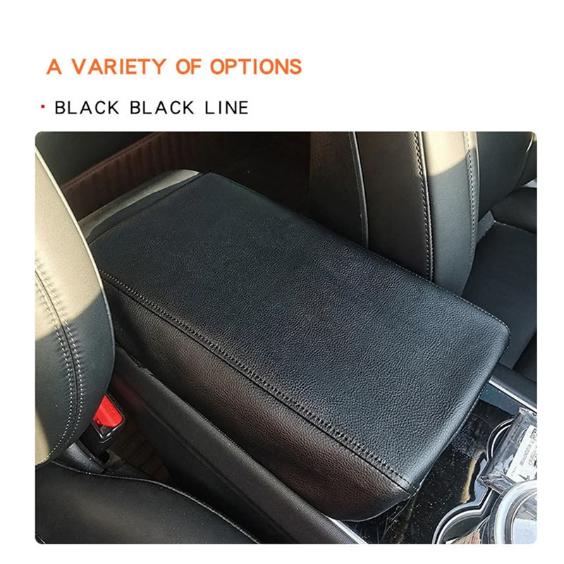 For 2017-2021 Tesla Model 3 Model Y Car Center Console Armrest Cover Arm Rest Cover Pad Protector Accessories Black+Red