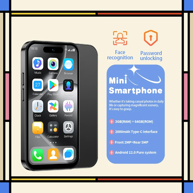 M17 Pro Mini Smartphone, Android 12, 4-inch, 2000mAh Battery, Global 4G Dual SIM Phone, Perfect Business/Student Phone