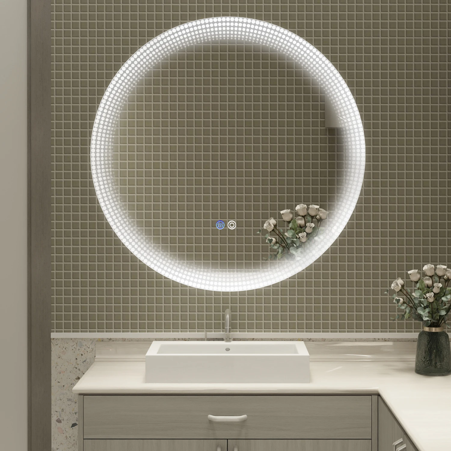 

24 Inch Switch-Held Memory LED Mirror, Wall-Mounted Vanity Mirrors, Bathroom Anti-Fog Mirror, Dimmable Bathroom Mirror