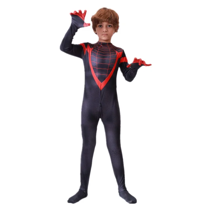 بدلة جسم شبكية مطبوعة خارقة للأطفال ، زي هالوين للفتيان والفتيات ، مكياج حفلة موسيقية ، لعب الأدوار ، العنكبوت