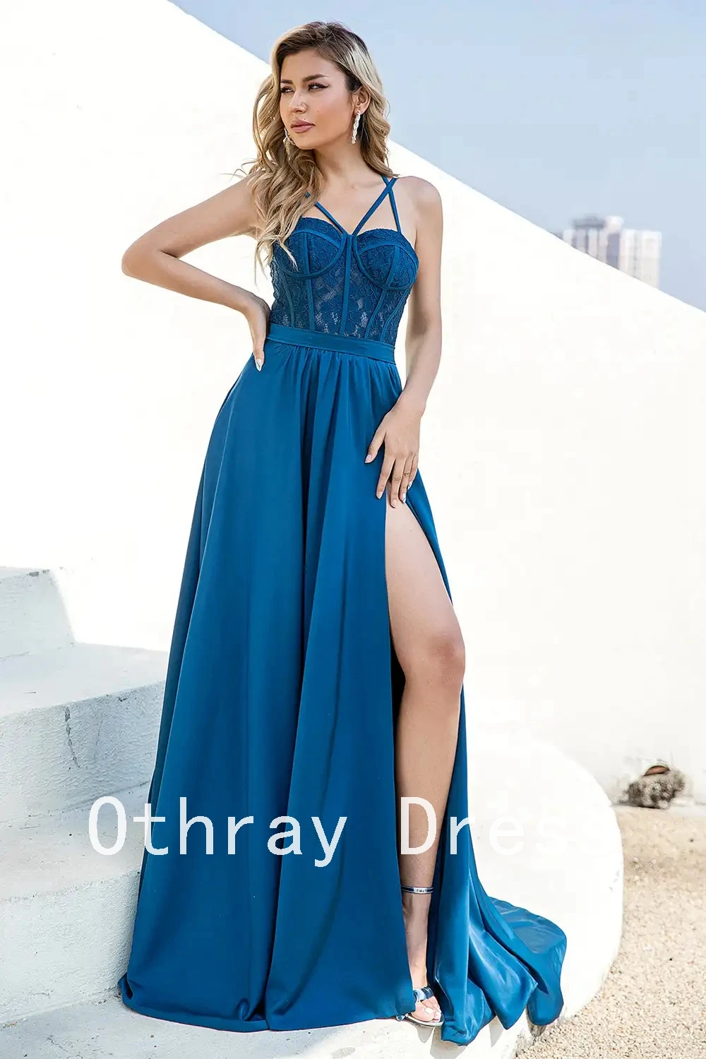 Vestido de fiesta de gasa fluido con forma de corazón y corsé de encaje Vestido de fiesta de noche plisado con corte en A sexy Vestido de fiesta de noche plisado con espalda abierta