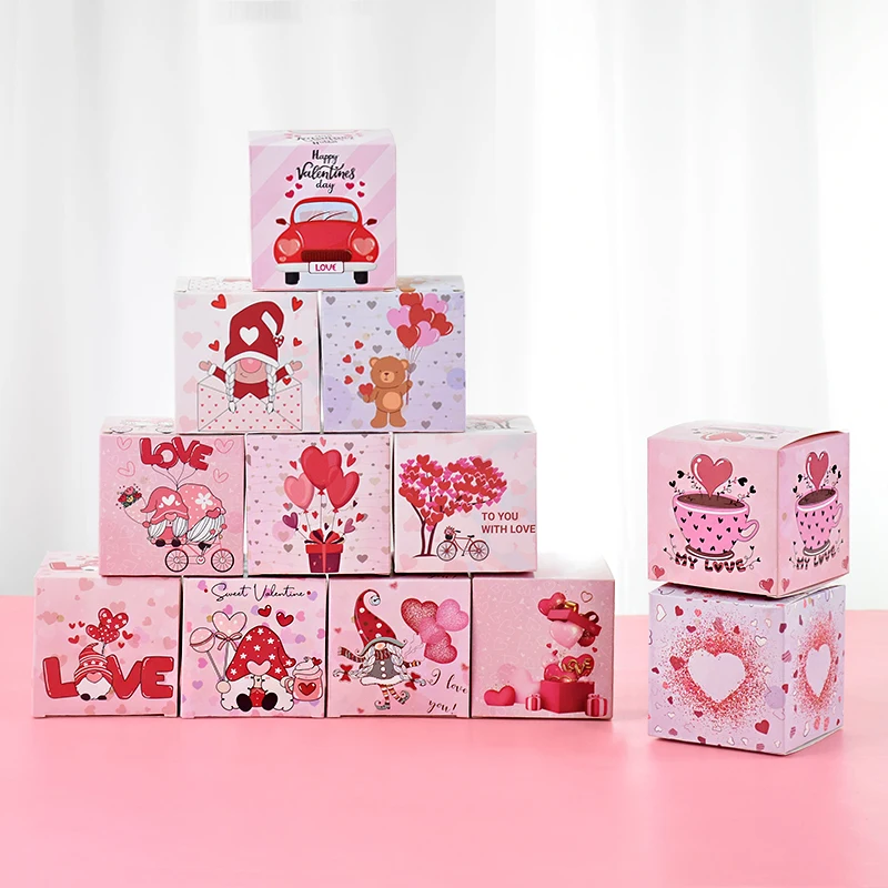 6 Stück Valentinstag Süßigkeiten Geschenkbox Rosa Zwerg Papier Plätzchen Verpackungsboxen Valentinstag Hochzeit Party Babyparty Dekoration