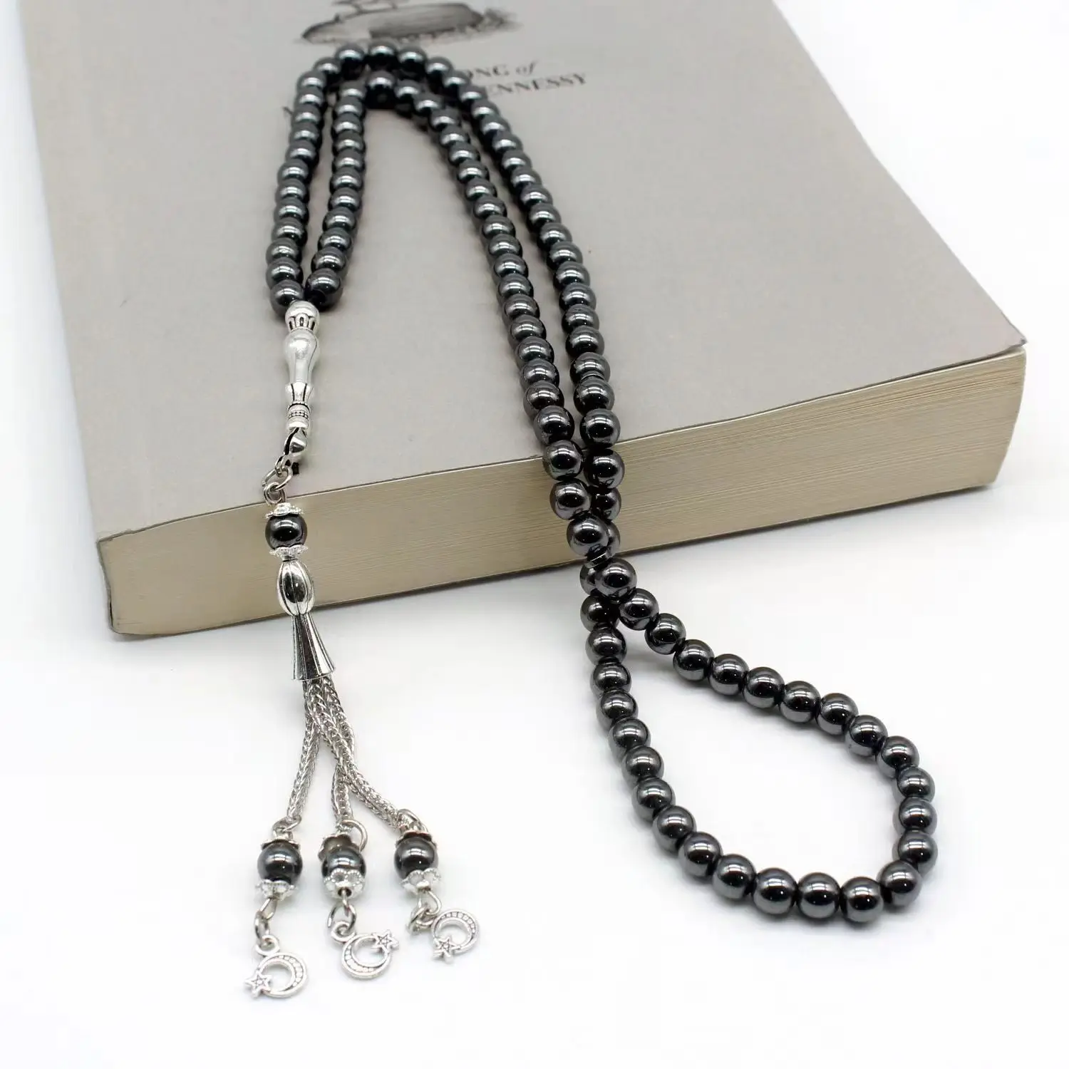 Matte Black Hematite Prayer Beads, 6 mm, 99‑Bead Long Meditation Strand, Portable for Hand‑Playing, Decoration & Accessory