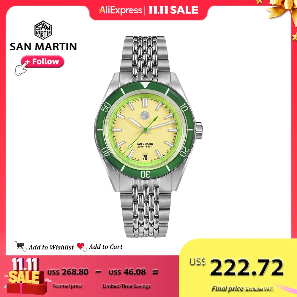 

San Martin 39,5 мм мужские дайверские часы оригинальный дизайн фруктовый стиль NH35 механические часы с сапфировым стеклом светящийся 20 бар SN0116G-B