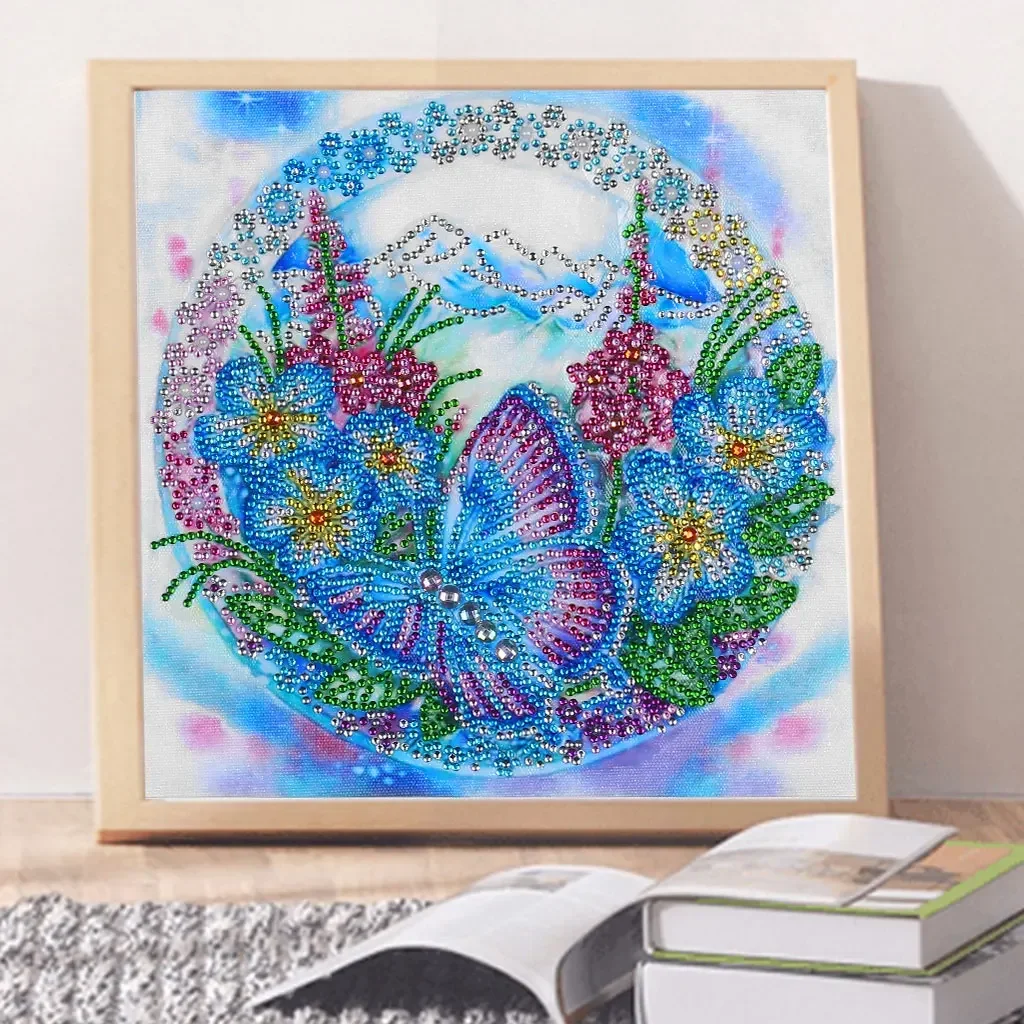 DIY Special Shaped Diamond Painting 5D Partial Drill Cross Stitch Butterfly Flower Kits Crystal Rhinestone Home Wall Decoration