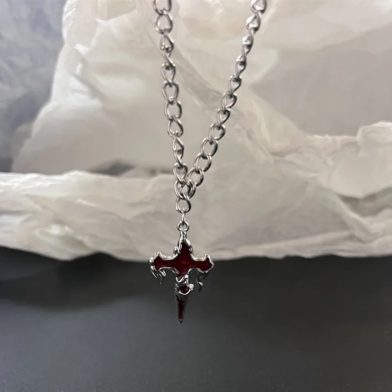 New Gothic Punk Cross Barbed Thorns Pendant Chain Choker Necklace New Gothic Punk Cross Barbed Thorns Pendant Chain Choker Necklace