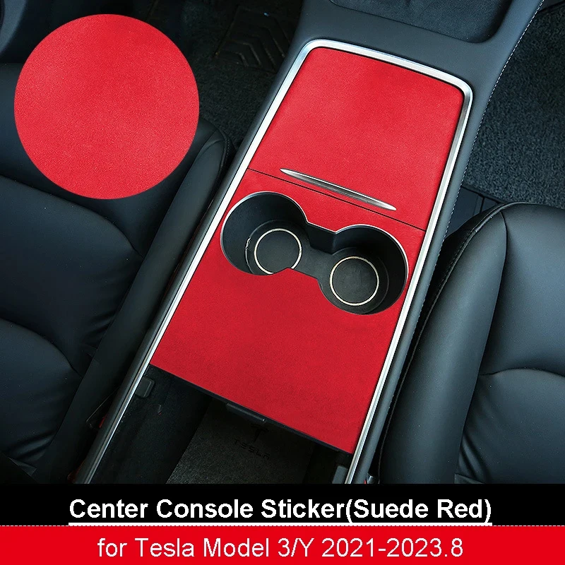 Bling Center Console Panel Sticker per Tesla Model 3 Y 2023 Red Suede Film Carbon Central Control Cover accessori interni per auto