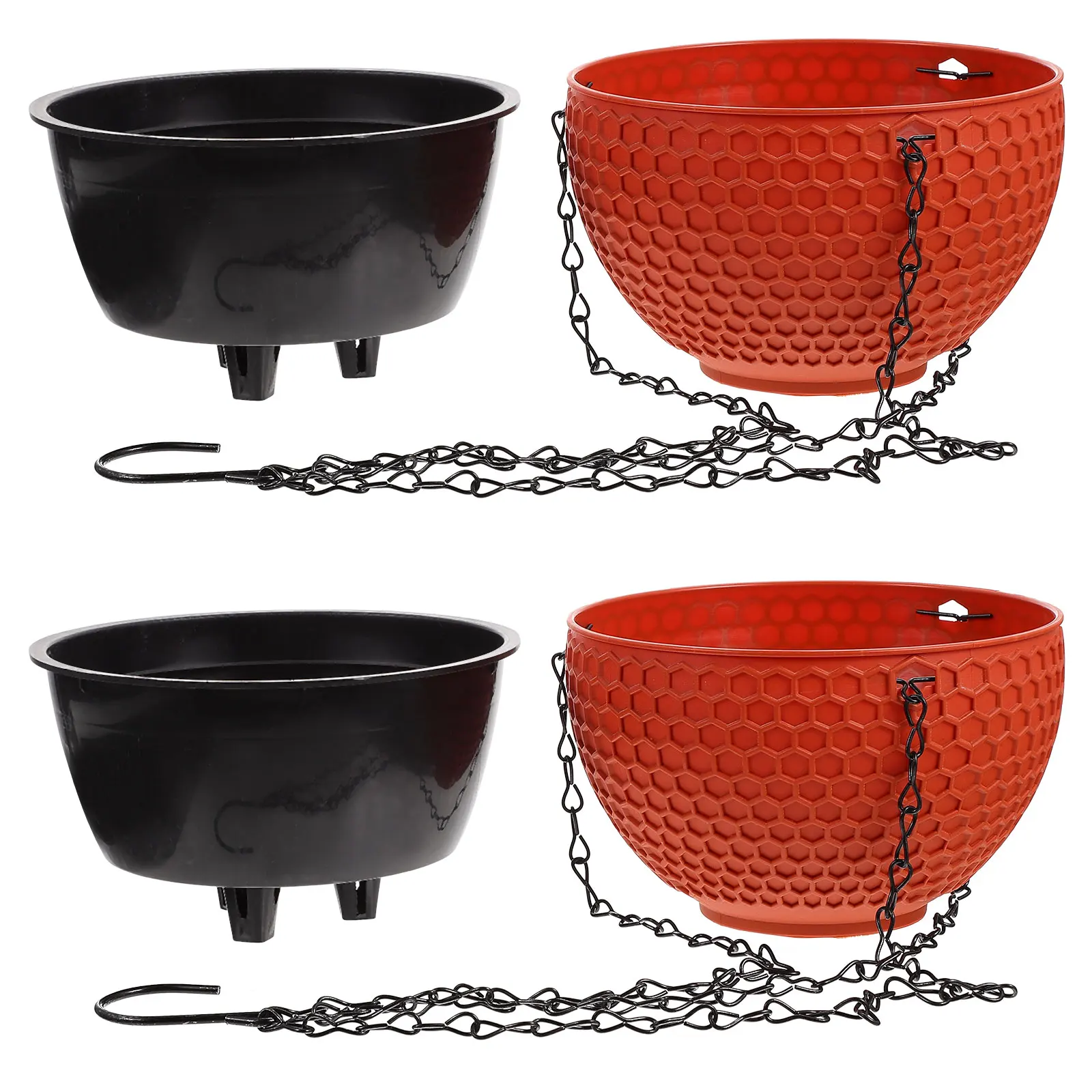

2Pcs Plastic Flower Pots Hanging Basket Balcony Garden Planter Indoor Outdoor Decorative Plant Container Hanging Flowerpot