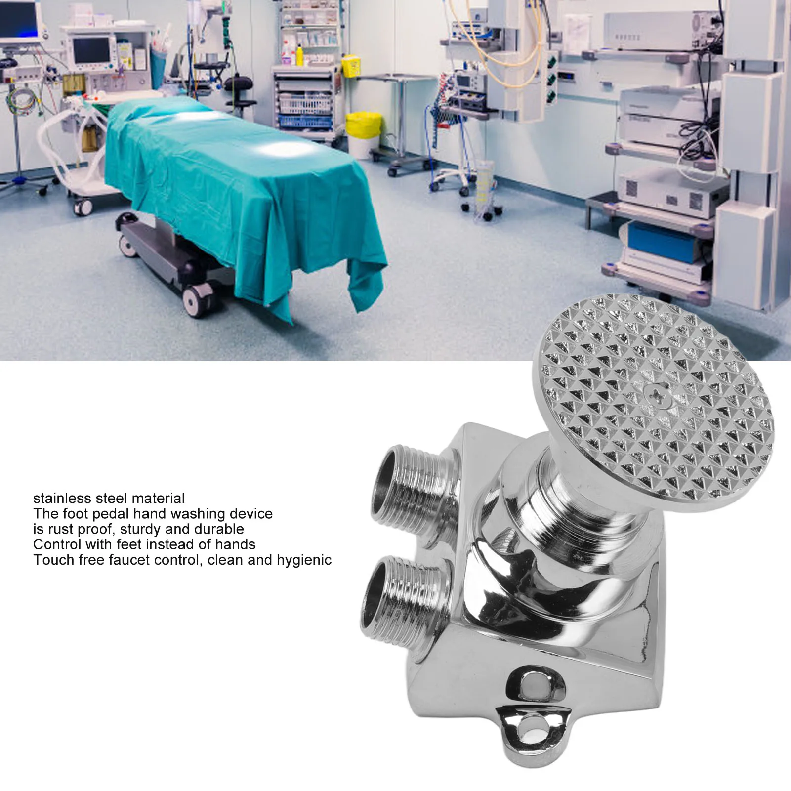 Water Tap Foot Pedal Valve Hygienic Contact Water Tap Pedal Control Switch Stainless Steel Water Saving Valve for Public Places