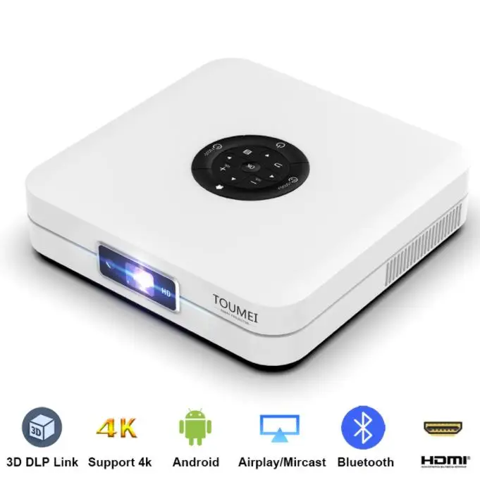 Android 9.0 mini projector K1 DLP LED lamp 350ANSI 2.4G+5G dual-band WiFi BT 5.0 portable smart projectors support 4K 3D