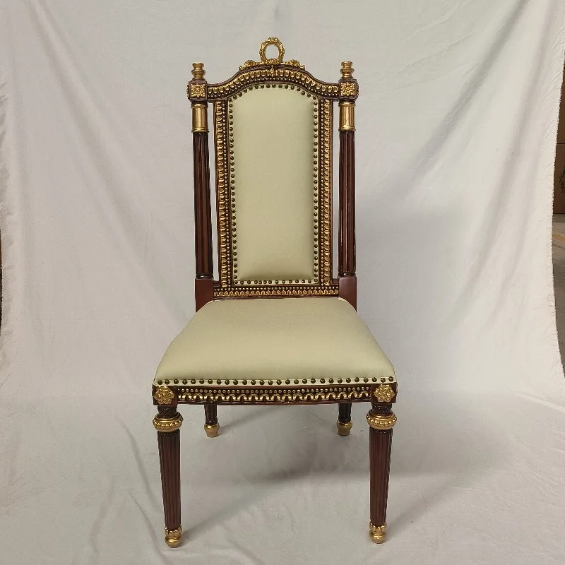 Jiayi French solid wood carving flower single sofa chair American antique armrest leather chair court mahogany tiger chair