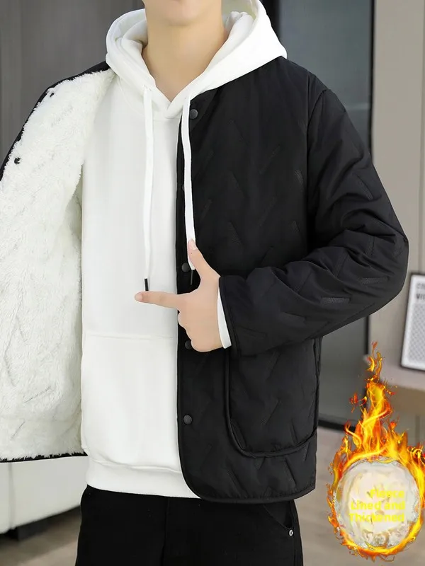 

Зимняя молодежная утепленная куртка 2025 года с подкладкой из овечьего флиса, повседневная хлопковая куртка, теплая внутренняя куртка, легкая стеганая куртка для отдыха