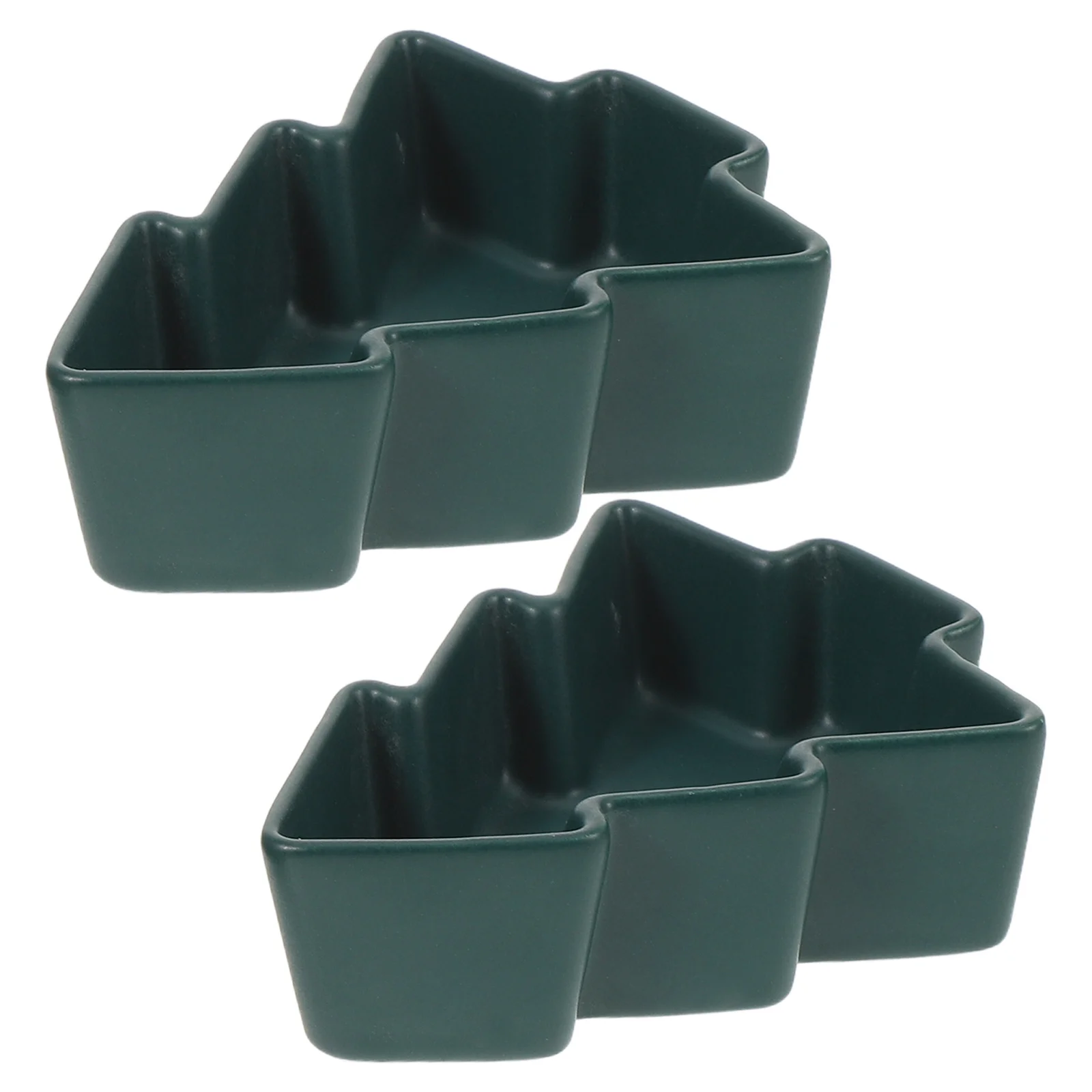 

2Pcs Creative Snack Dish Ceramic Tree Shape Serving Tray for Holiday Party Tabletop Decor and Snack Organization