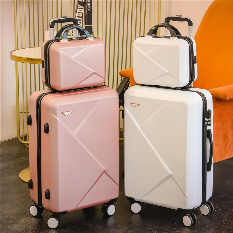 おしゃれな旅行用スーツケース、男女兼用、小型、4方向回転ホイール付き、abs素材、ダイヤル式ロック