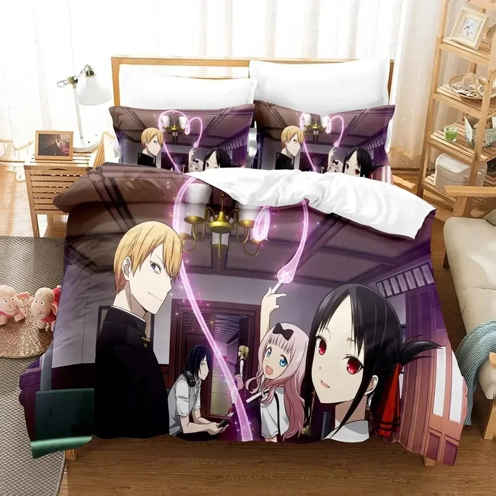 3D Gedrukt Anime Kaguya-sama Liefde is Oorlog Beddengoed Set Jongens Meisjes Twin Queen Size Dekbedovertrek Kussensloop Bed Kids volwassen