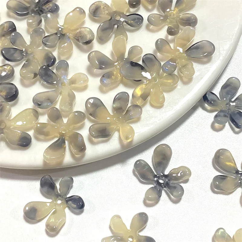 Wholesale 90pcs/lot 18mm color pattern print cartoon flowers shape acrylic beads diy jewelry garment hair accessory