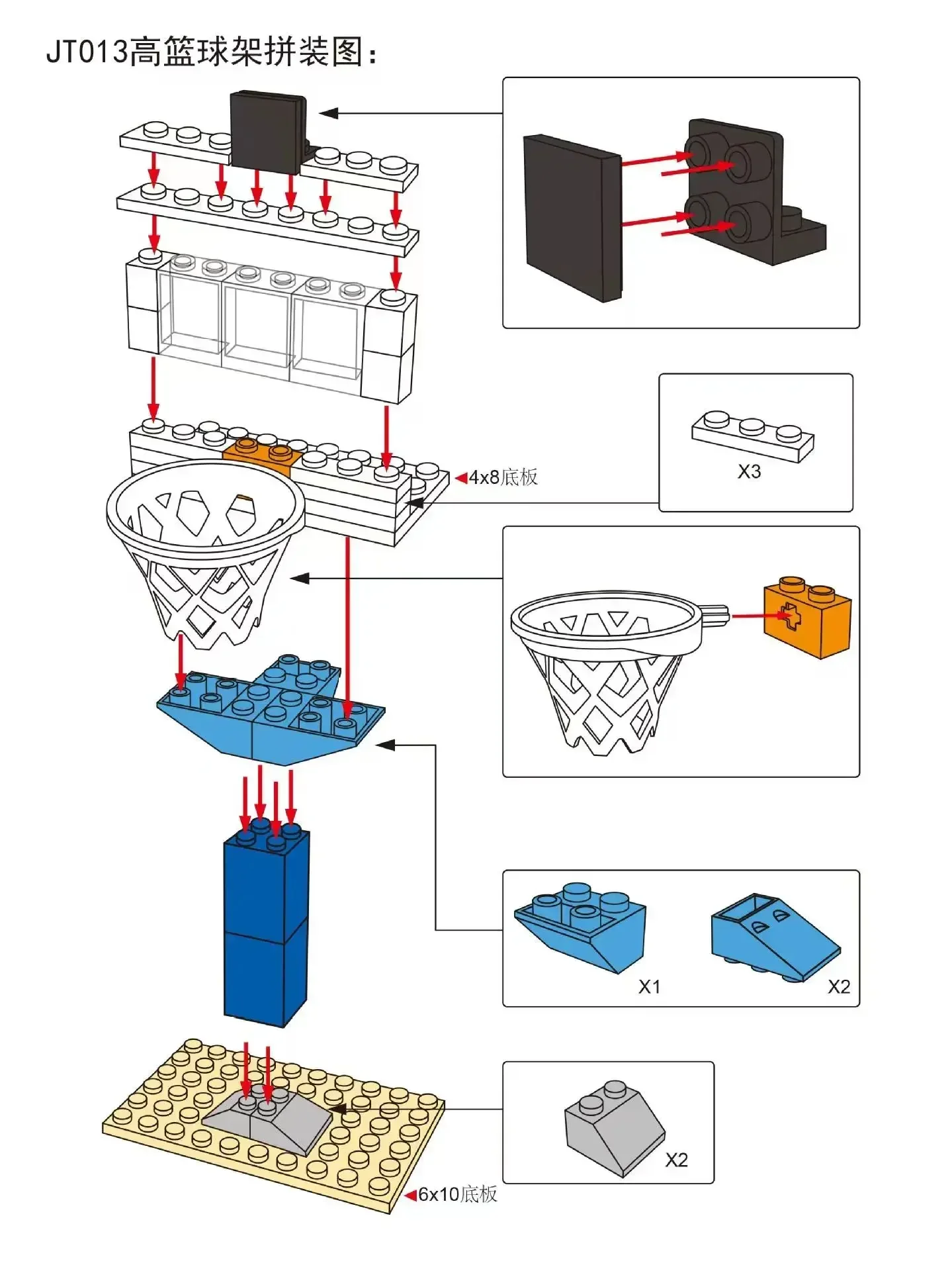 MOC Basketball Stand Set for basket-ball Court Educational Block Accessory DIY Building Block Brick Brickset Boys and girls Gift