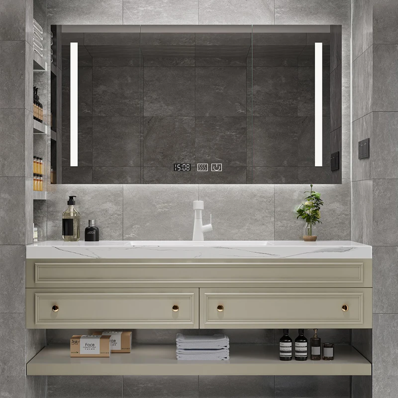 

Classic Nordic Mirror Bathroom Cabinet Luxury Sink Toilet Vanity Bathroom Cabinet Washroom Salle De Bain Armoire Furniture