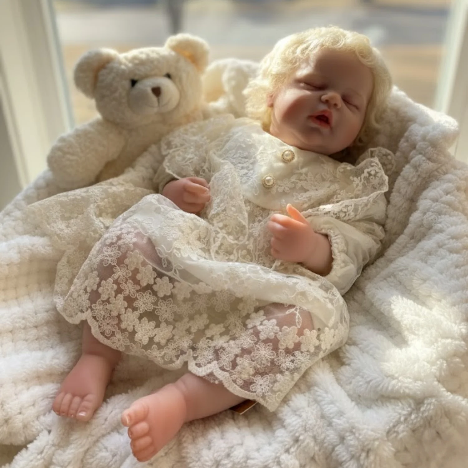 AnjoDoll 18 بوصة فتاة Alexis تولد من جديد الدمى واقعية كامل الجسم الفينيل الدمى ثلاثية الأبعاد رسمت ألعاب لحديثي الولادة للطفل هدية Mualecas تولد من جديد