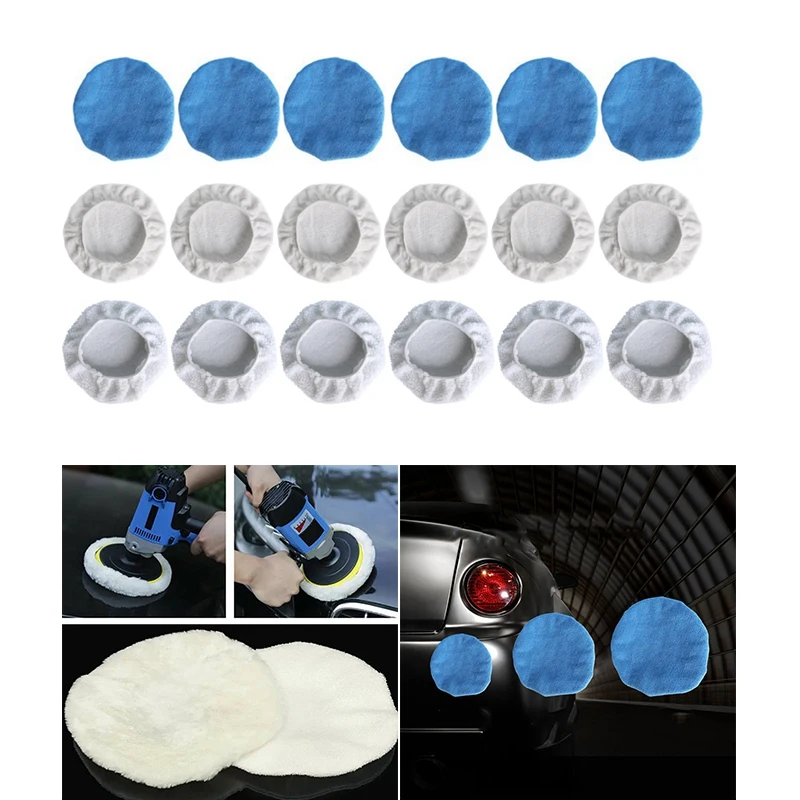 

18Pcs Car Polisher Pad Bonnet Soft Microfiber Polishing Bonnet Buffing Pad Cover For Car Polisher