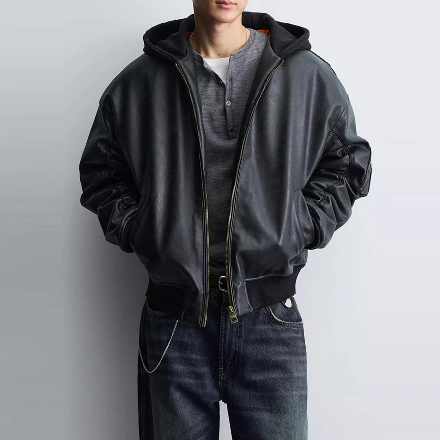 Faionable Allentato Giuntura Con Cappuccio Jaet Autunno 2025 Capispalla Personali Stand Fit Lungo Chiusura con Cerniera Bianca Casual