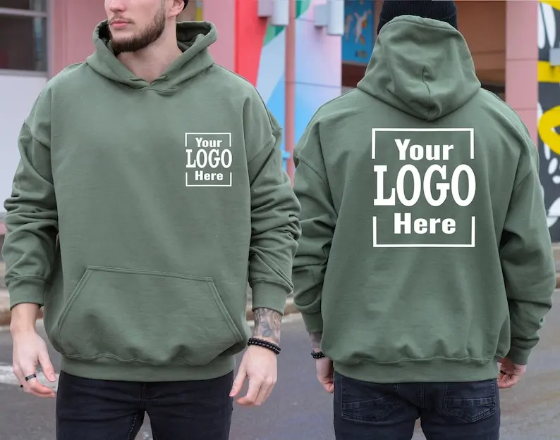 Custom Your Business Logo or Brand Logo Hoodies Men's Women Front and Back Your Design Here Team Logo Sweatshirt Casual Team Top