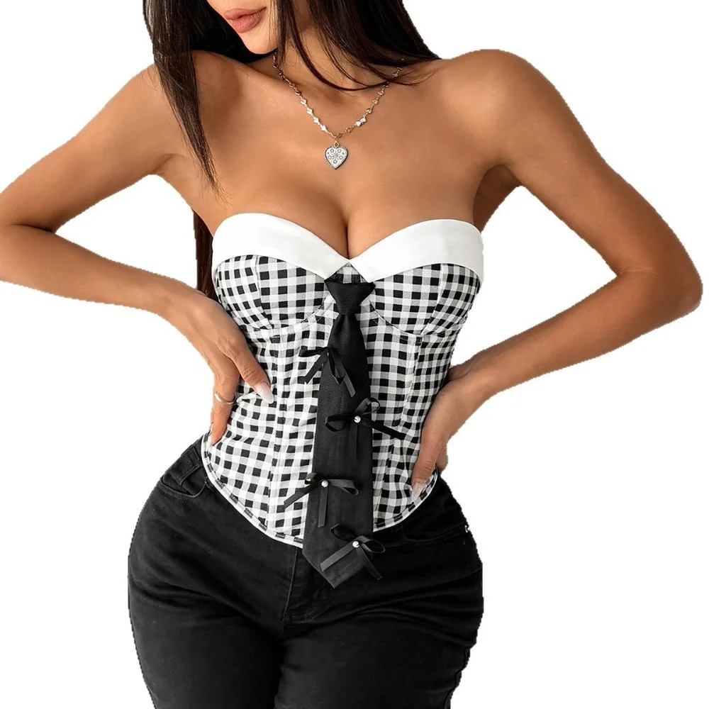 بوستير غربي منقوش حلو حار |   ربطة عنق + مشد مجروم (تصميم متخصص، مقاس نحيف)