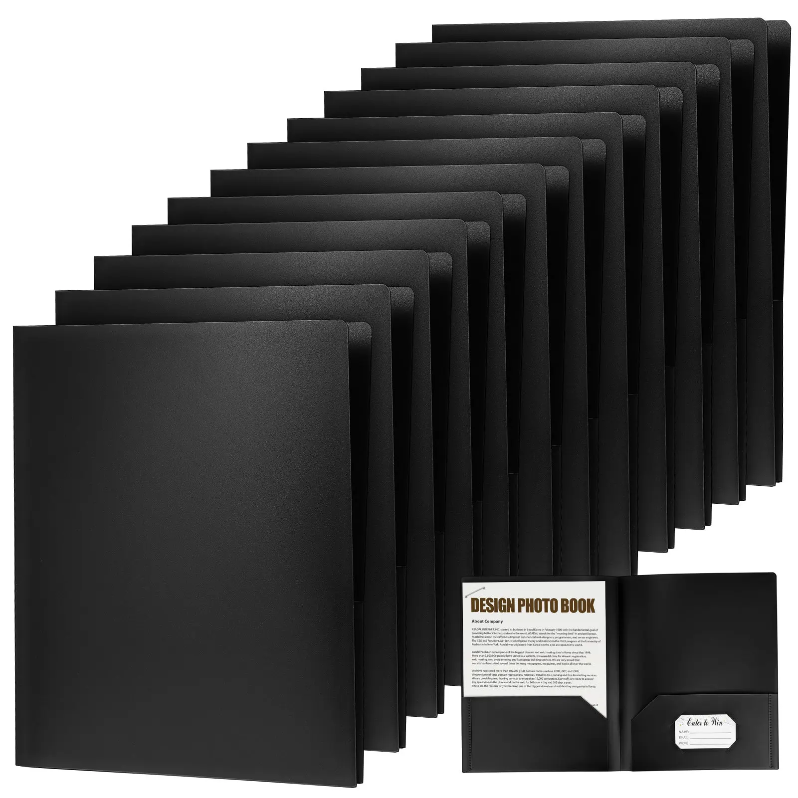 

12Pcs File Folders Document Organizer Folder Dual Pockets Business Card Slot Office File Holder Important Document Storage
