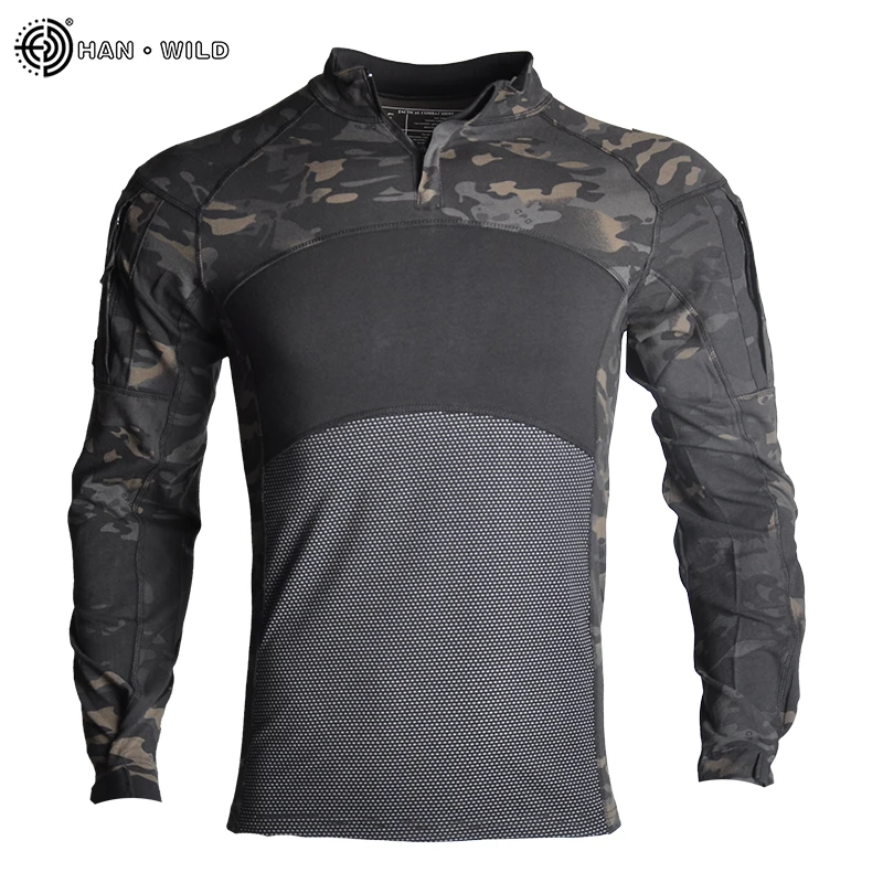 

HAN WILD Tactical Combat Shirt Cotton Softair Climbing Shirts Men Clothing Airsoft Camouflage Long Sleeve Hiking Clothes Hunting