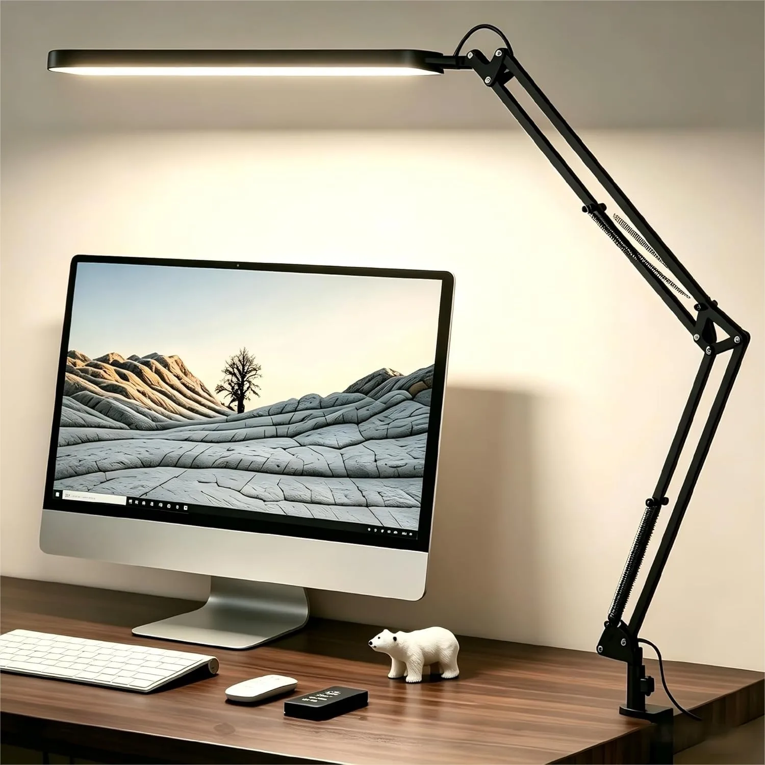 

LED Desk Lamp for Home Office, Eye Comfort with Memory Function, Adjustable Swing Arm, 5 Colors & 11 Brightness