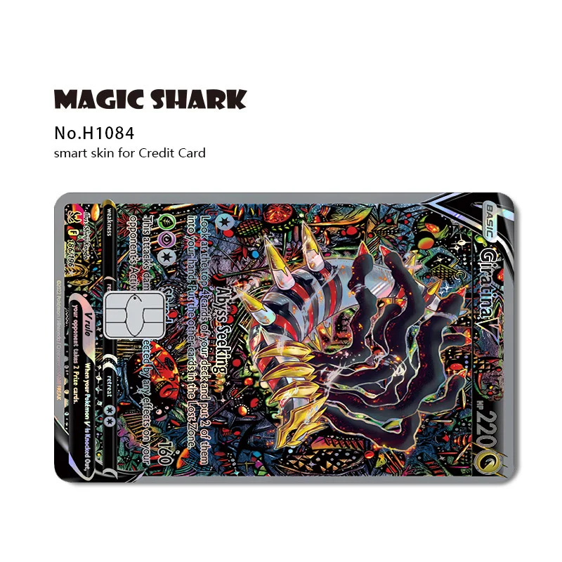 Magic Shark Mew Charizard EX Eevee Gengar Pikachu TCG Karte Holographischer Laser-Skin-Film Aufkleber für Bank- und Kreditkarten
